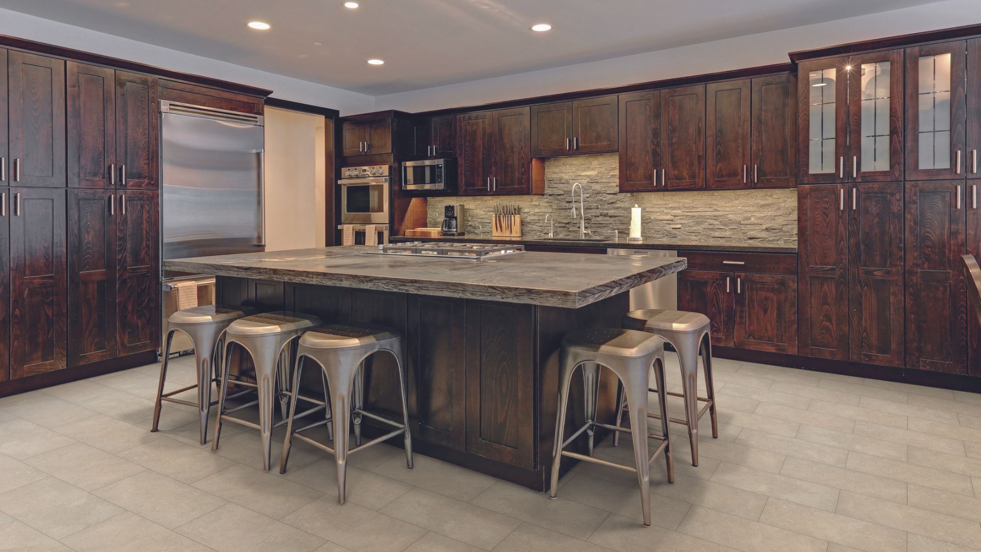 Cabinets in a kitchen.